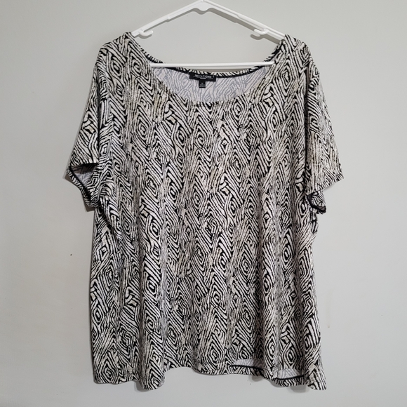 Notations black Taupe women's Short sleeve top‎ 3X Stretchy Shirt Plus Size - Picture 1 of 3